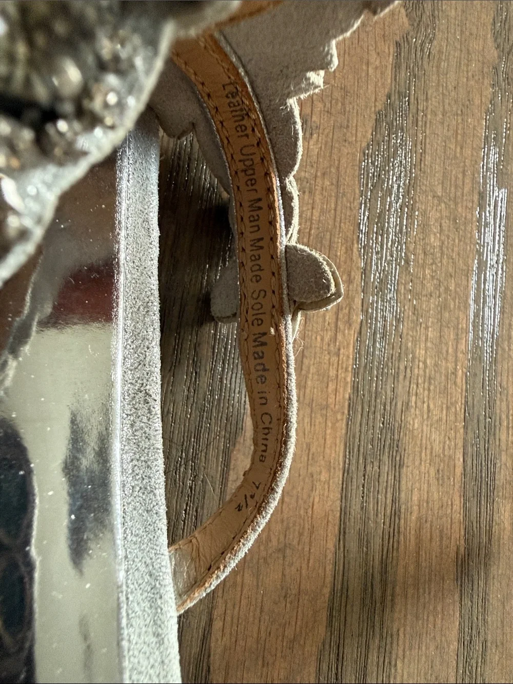 Badgley Mischka Silver Crystal Embellished T-Strap Sandals - Picture 6 of 6